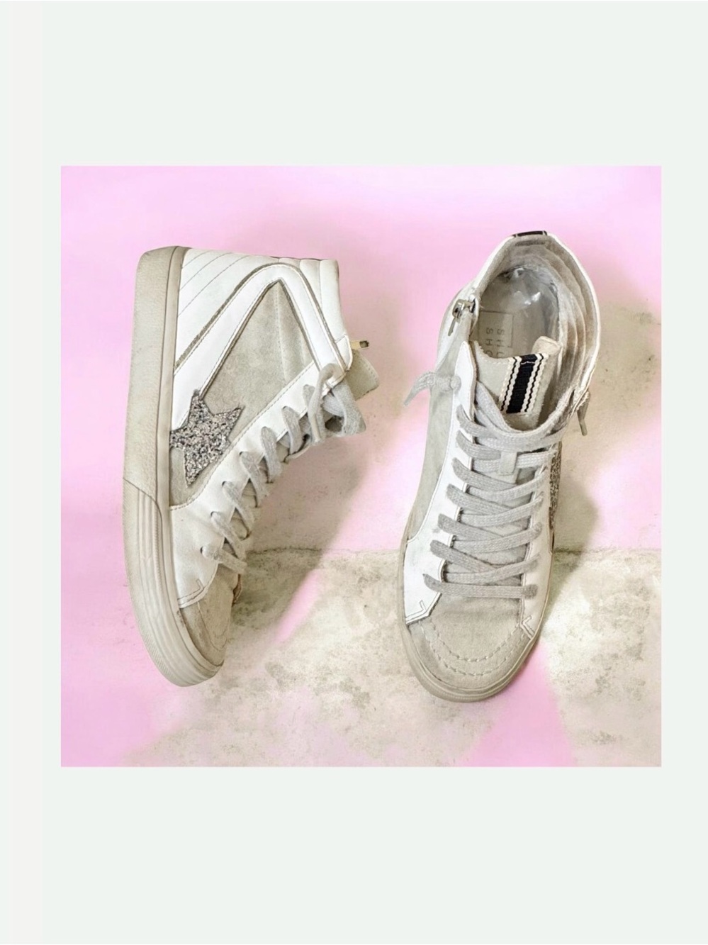 SHUSHOP PASSION HI TOP Glitter star sneakers women’s size 9